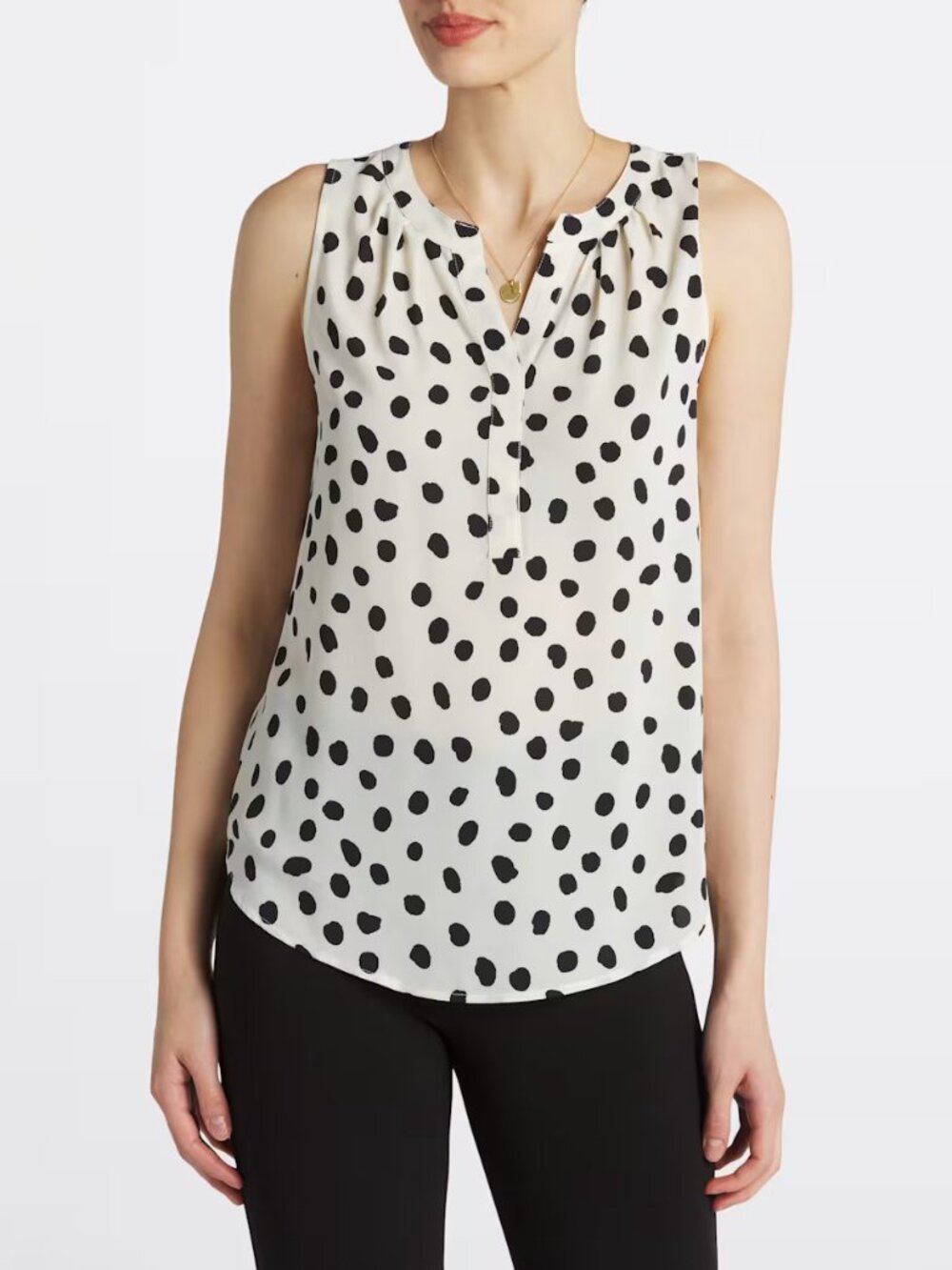 [41 Hawthorn] Morey Split Neck Sleeveless Blouse